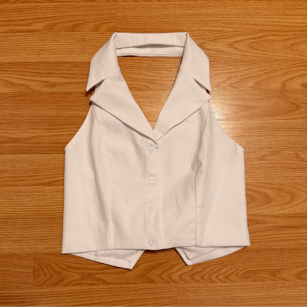 White Collard Halter Top
